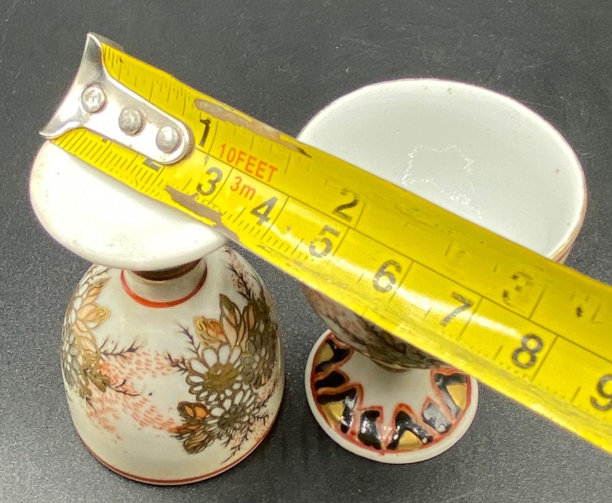 Pair Of Canton Porcelain Egg Cups Satsuma - Japon Circa 1900-photo-6