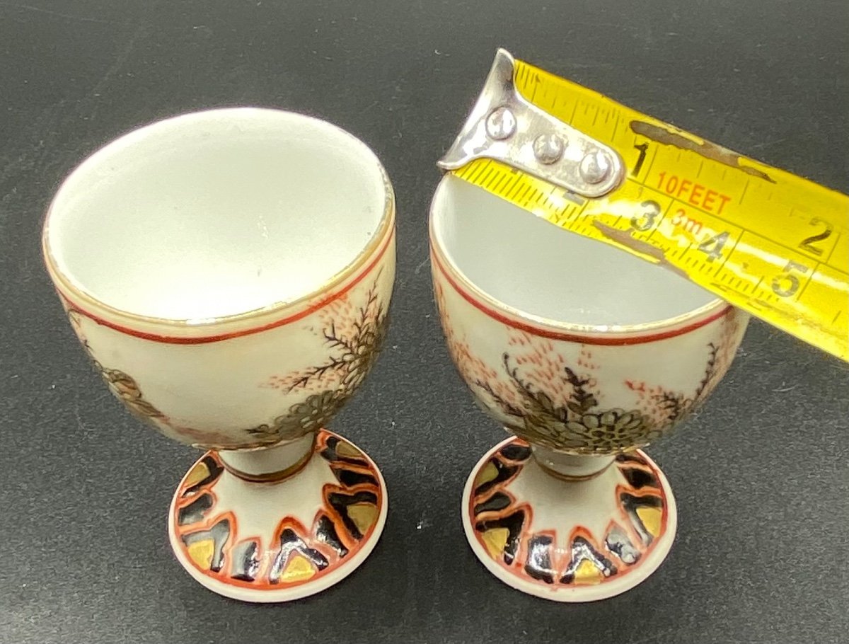 Pair Of Canton Porcelain Egg Cups Satsuma - Japon Circa 1900-photo-7