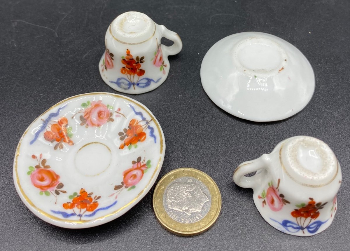 Tasses à Café De Dînette En Porcelaine émaillée Peinte XIXème -photo-4