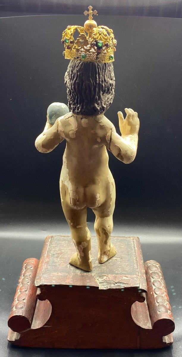 L’enfant Jésus Bois Sculpté XVIIème Italie -photo-3
