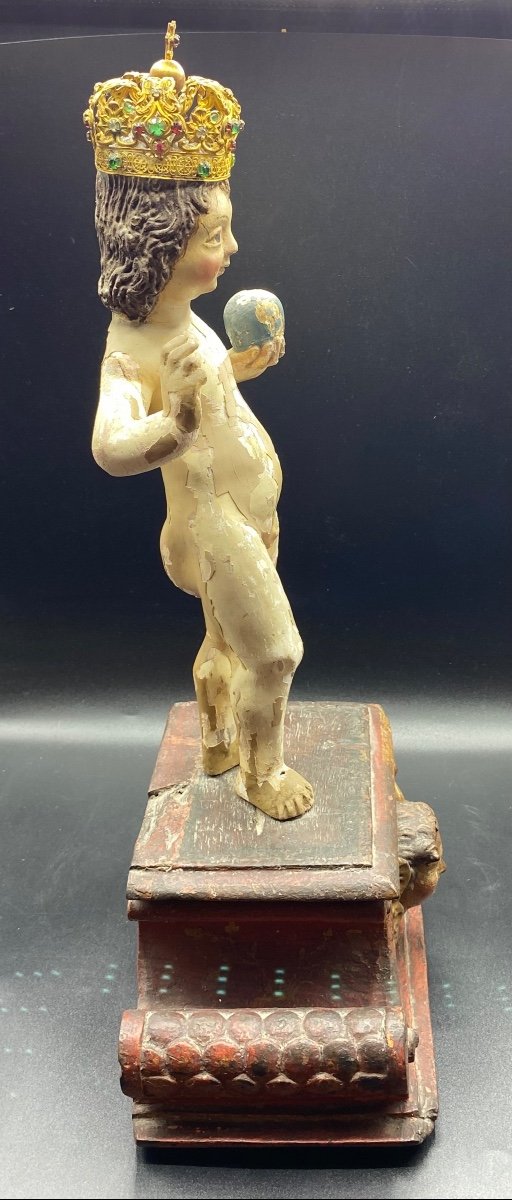 L’enfant Jésus Bois Sculpté XVIIème Italie -photo-4