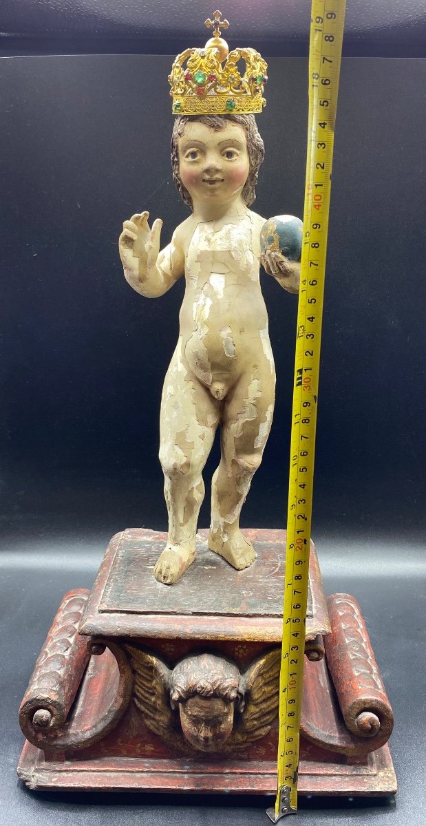 L’enfant Jésus Bois Sculpté XVIIème Italie -photo-5