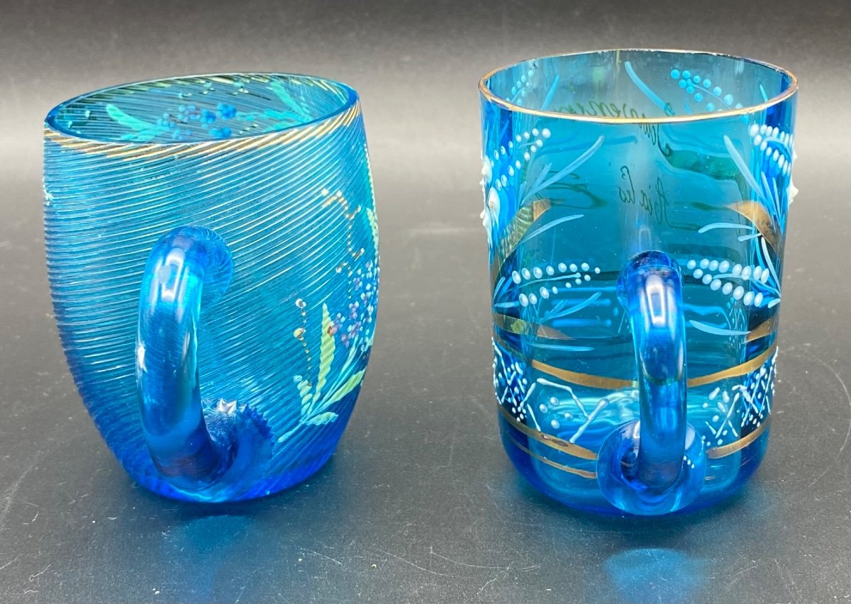Two Cures Glasses In Enamelled Blown Crystal Circa 1900-photo-3