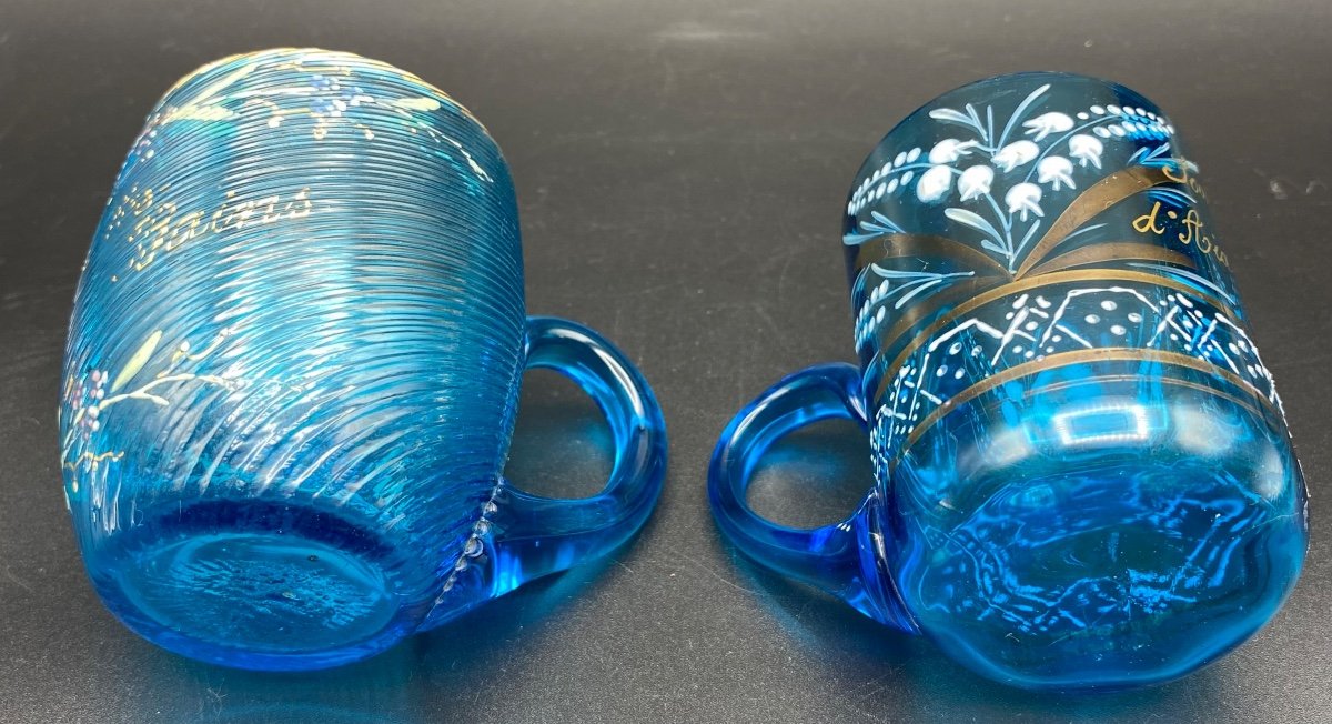 Two Cures Glasses In Enamelled Blown Crystal Circa 1900-photo-2
