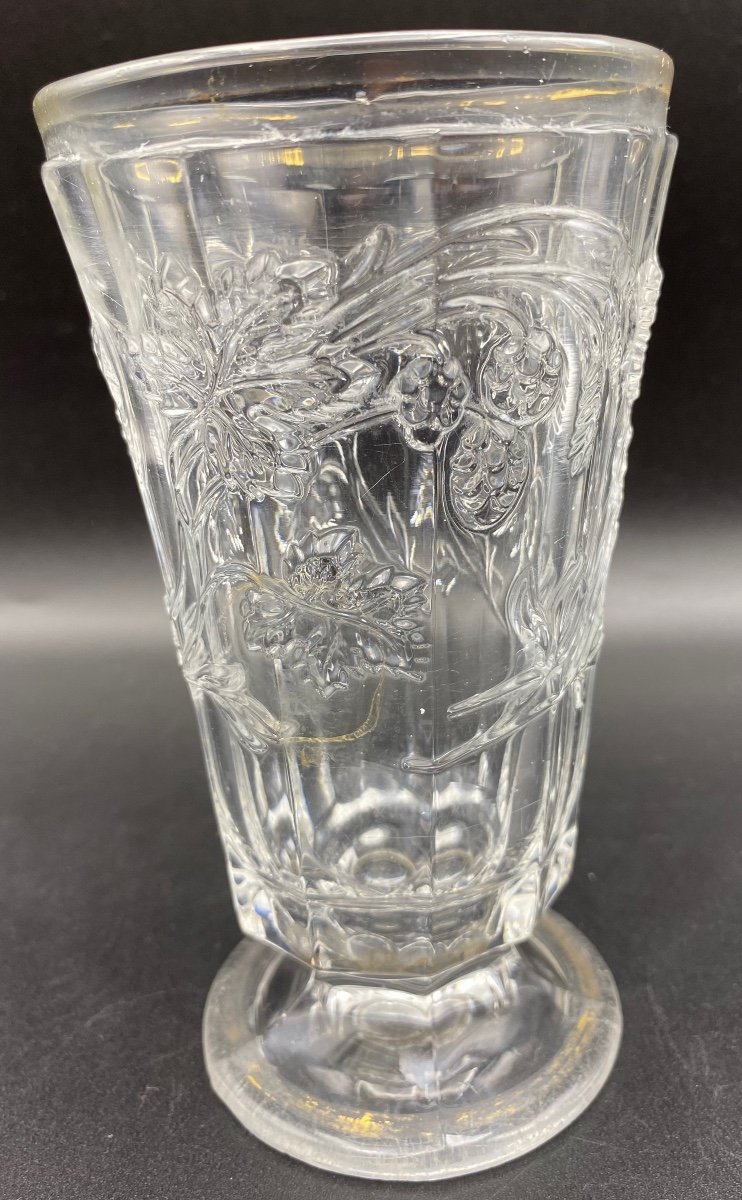 Verre Haut En Cristal Soufflé Moulé Doré Baccarat XIXème -photo-3