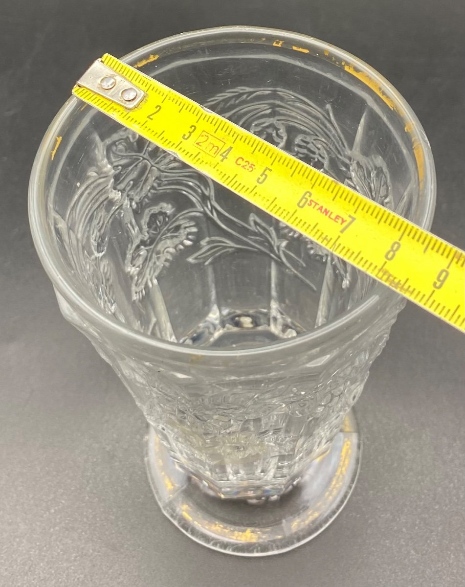 Verre Haut En Cristal Soufflé Moulé Doré Baccarat XIXème -photo-5