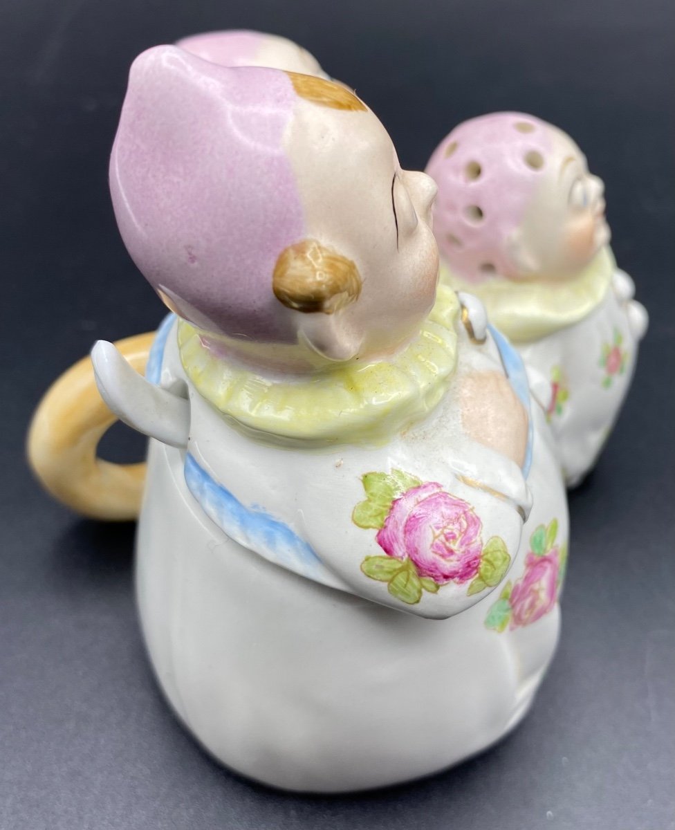 Salt Shaker Pepper Mustard In Painted Enameled Porcelain Meissen Circa 1900-photo-4