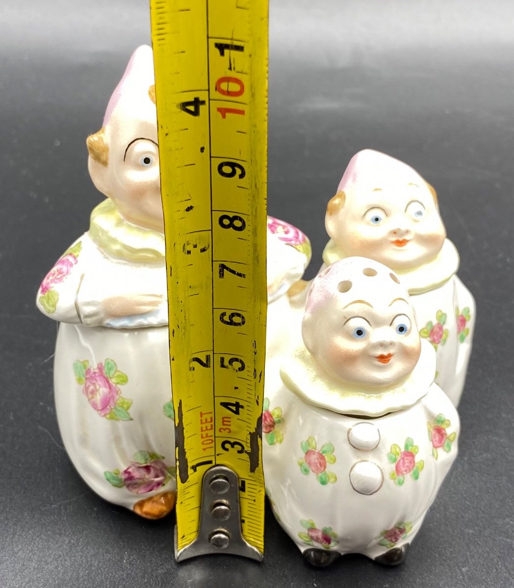 Salt Shaker Pepper Mustard In Painted Enameled Porcelain Meissen Circa 1900-photo-5