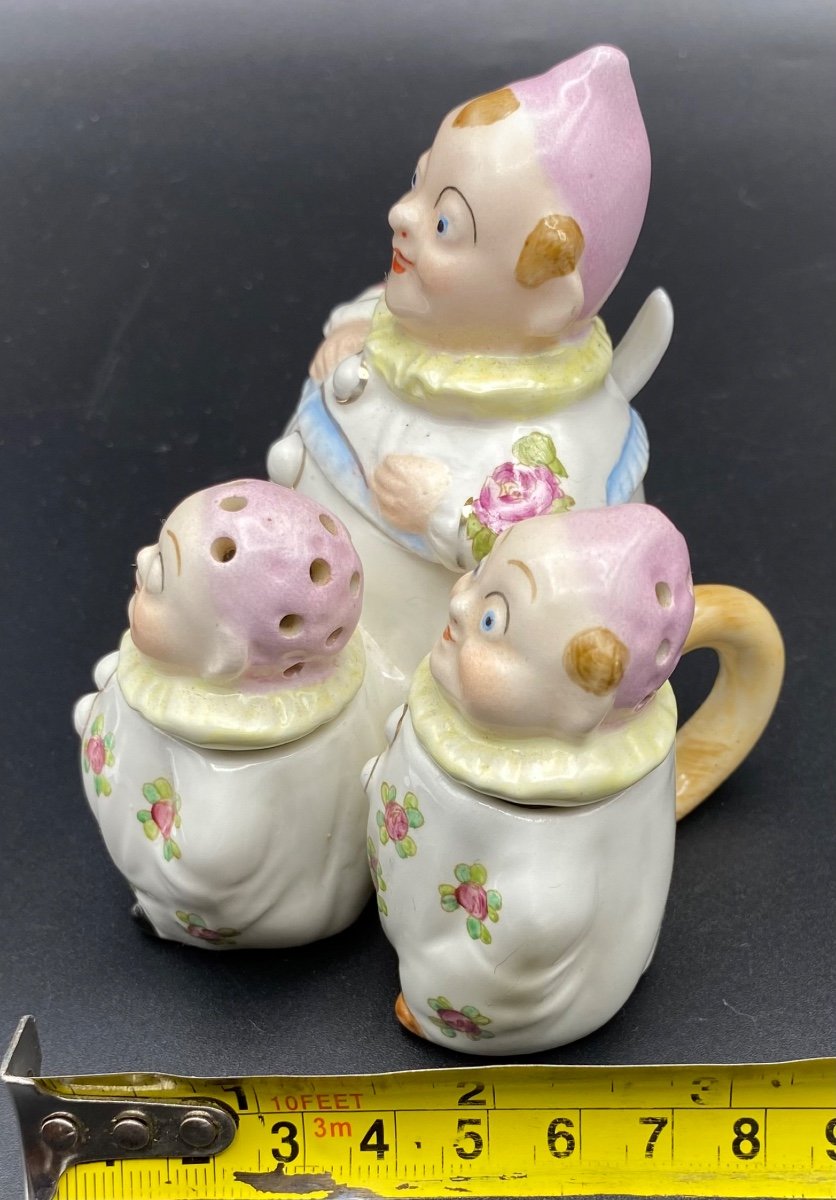 Salt Shaker Pepper Mustard In Painted Enameled Porcelain Meissen Circa 1900-photo-7