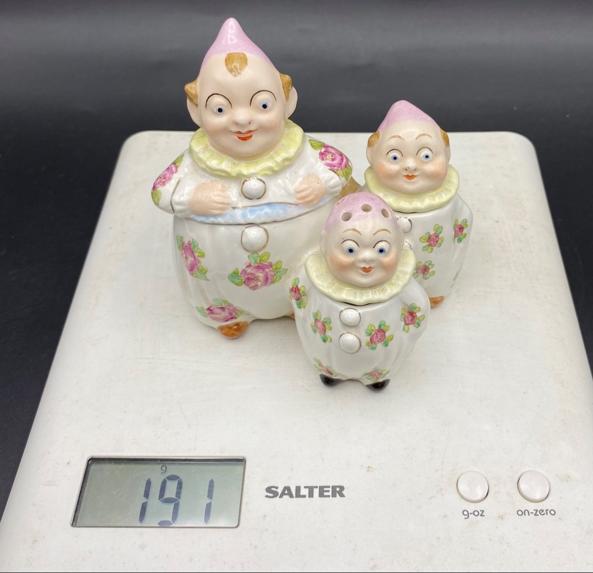 Salt Shaker Pepper Mustard In Painted Enameled Porcelain Meissen Circa 1900-photo-8