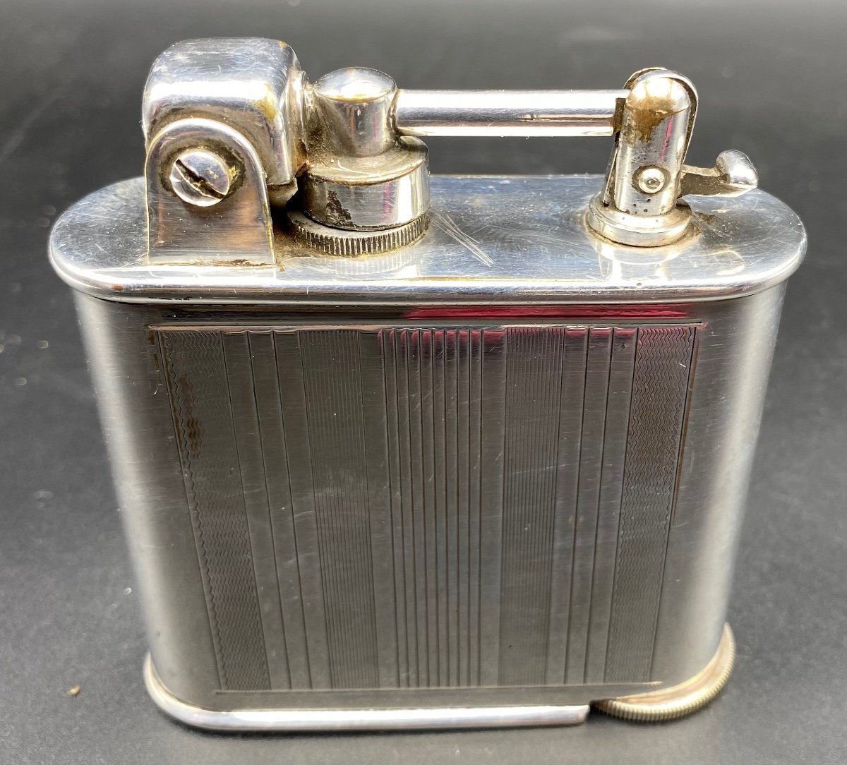 Briquet De Table En Métal Argenté, Lancel 1930