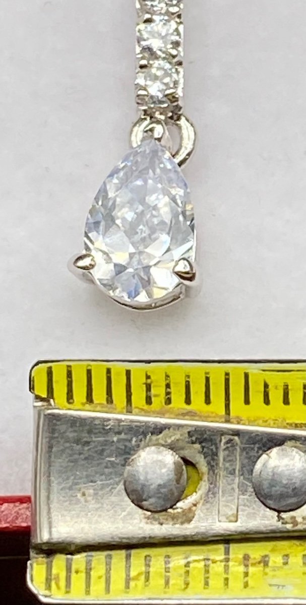 Sterling Silver Pendant With Zirconium Oxides And Cut Quartz Circa 1960/70-photo-3