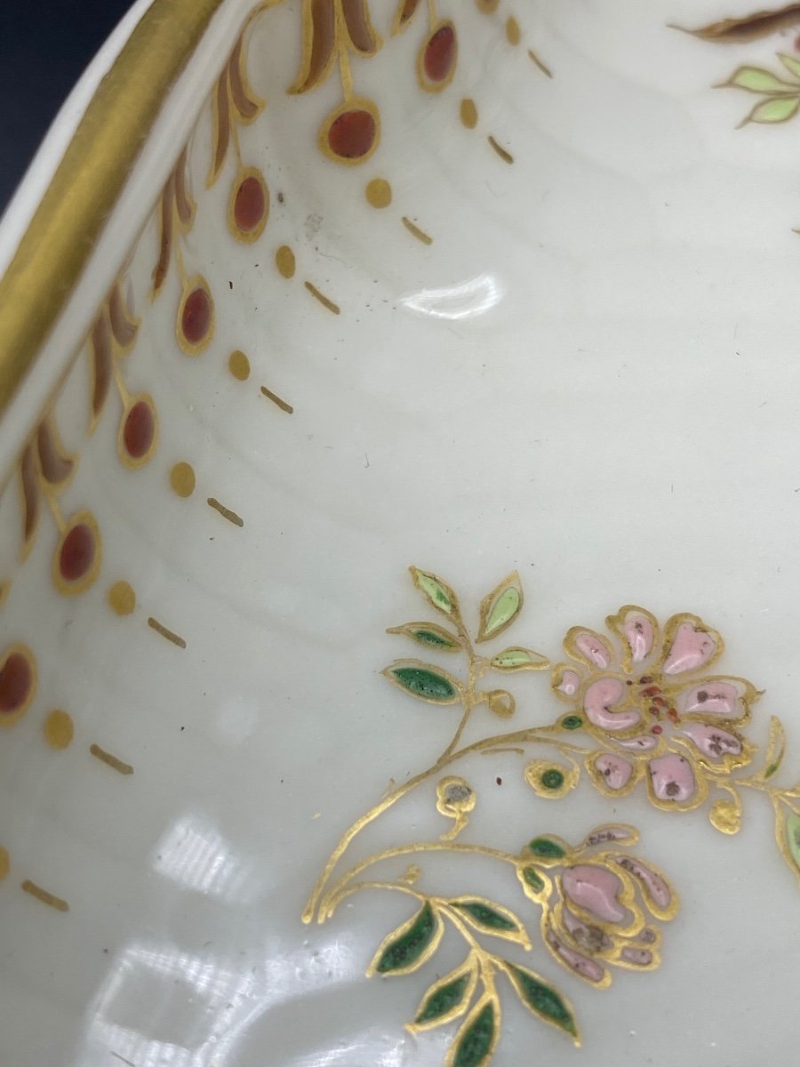 Enamelled Porcelain Tray Painted And Enhanced With Gold XIXth By Cr Patent-photo-1
