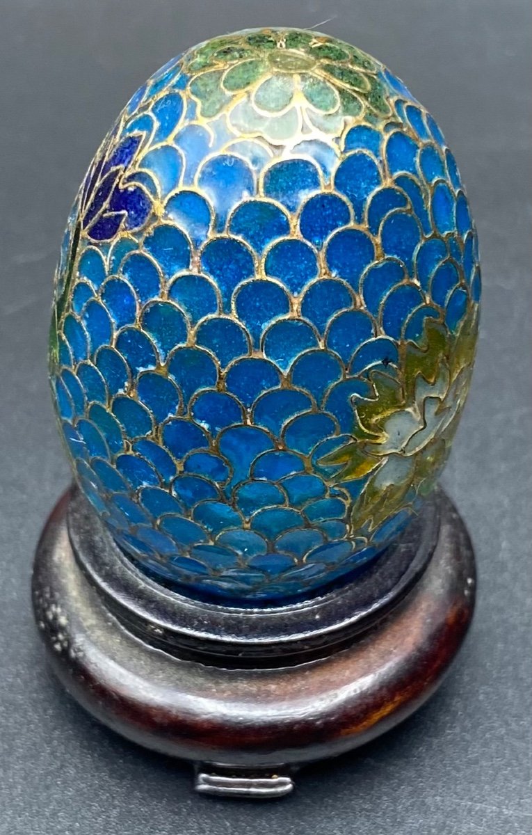 Cloisonne Egg Pic à Jour Circa 1940, China-photo-3