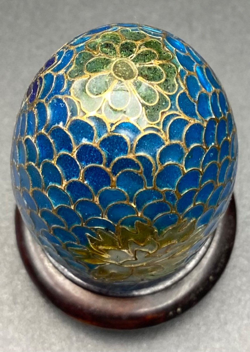 Cloisonne Egg Pic à Jour Circa 1940, China-photo-4