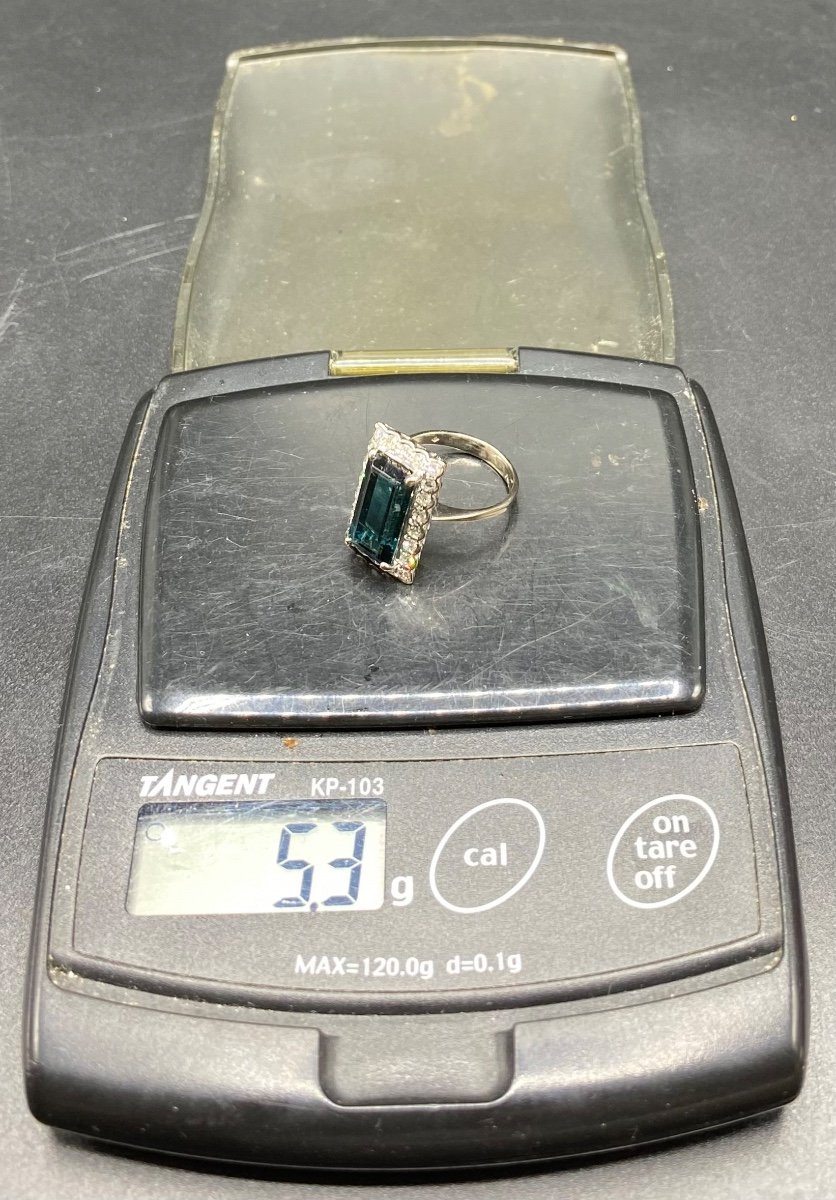 White Gold Tourmaline And Diamond Ring Circa 1930-photo-5