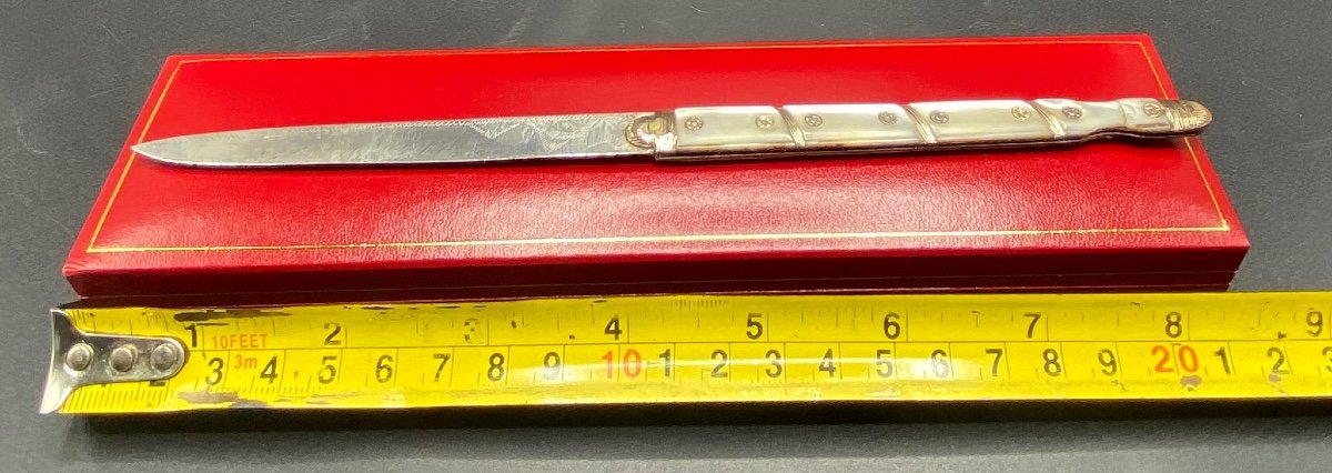 Couteau De Poche Pliant Du XVIIIe Français à Plusieurs Metaux ( Or Argent Acier ) Et Nacre-photo-7