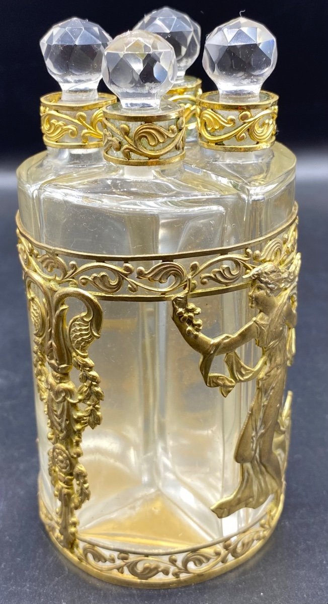 French Crystal And Golden Brass Perfume Bottles Circa 1900-photo-2