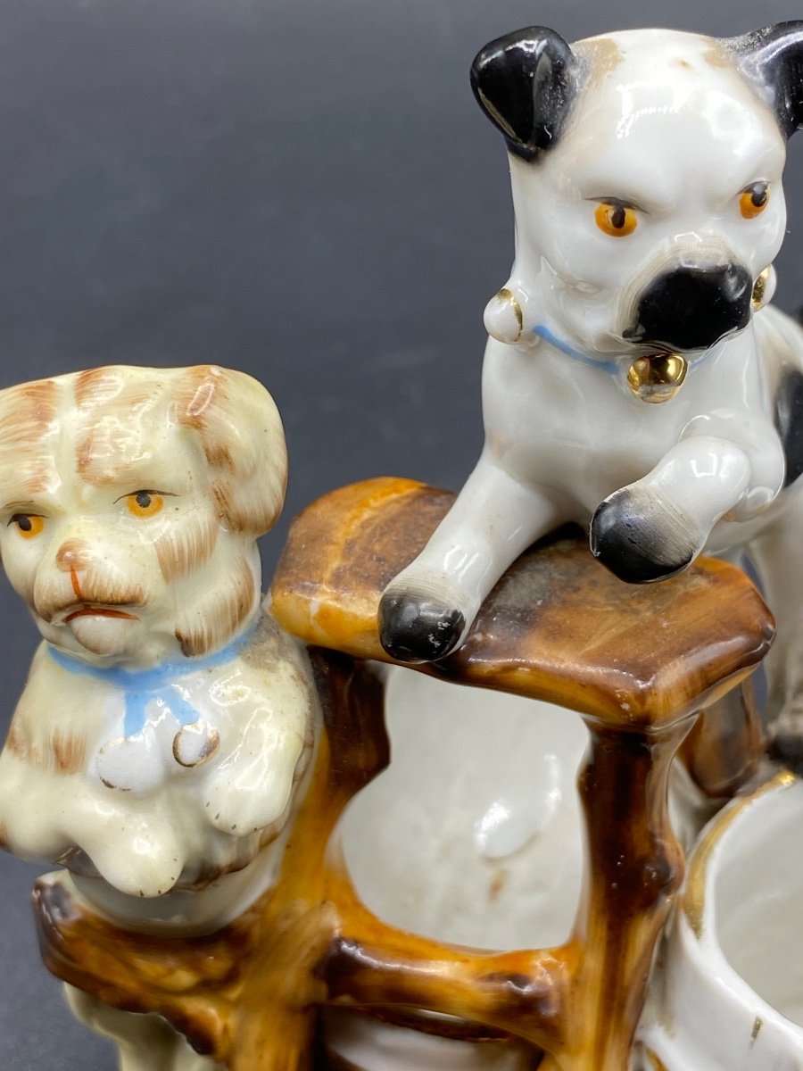 Pyrogenic Subjects In Saxony Painted Enameled Porcelain Circa 1900-photo-1