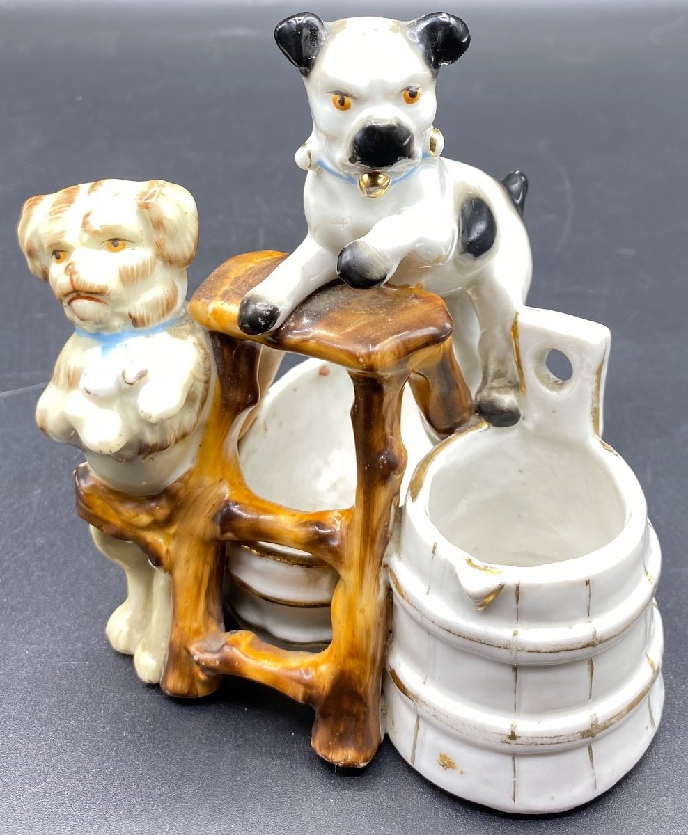 Pyrogenic Subjects In Saxony Painted Enameled Porcelain Circa 1900