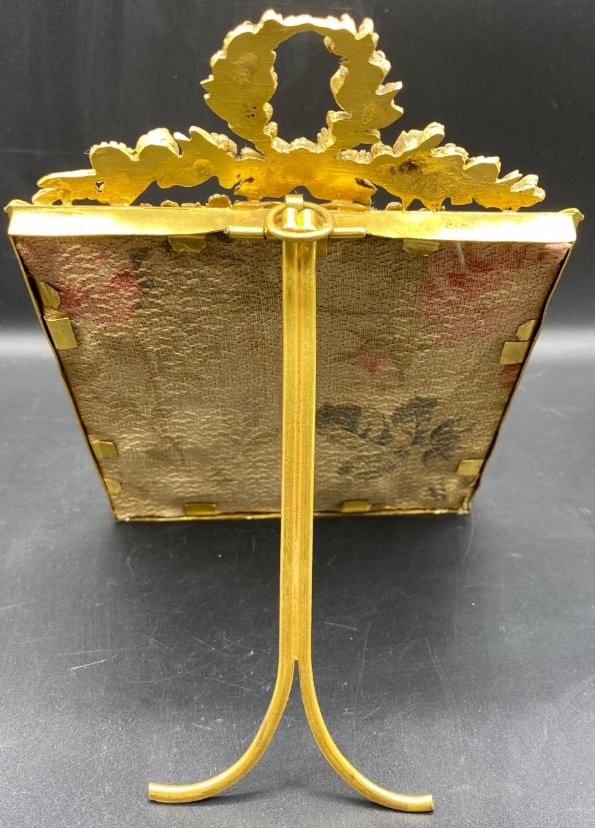 Miniature Painted On Ivory And Gilt Bronze Frame Around 1840 By H. Cagouard-photo-3