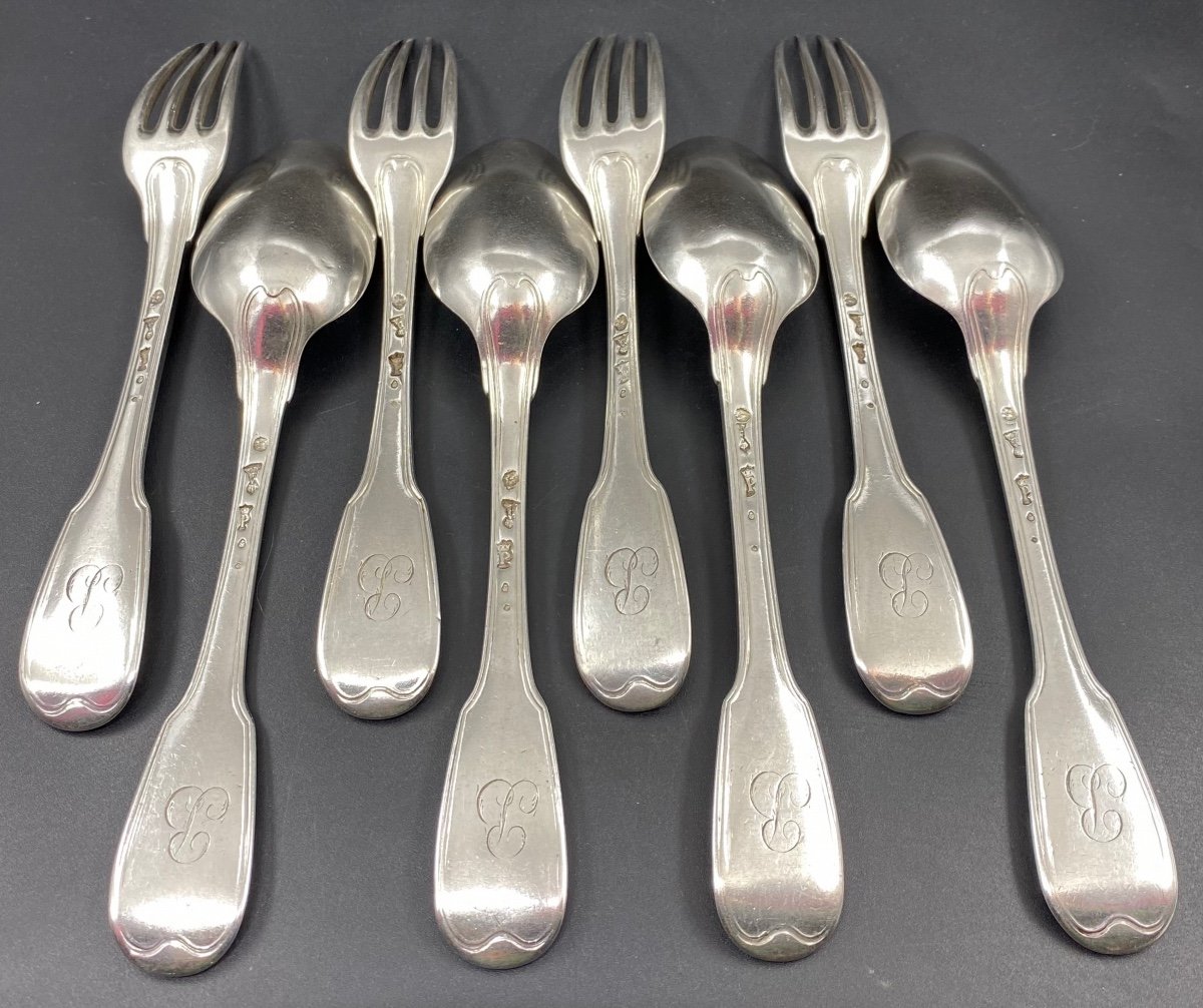 Small Series Of 4 Cutlery In Sterling Silver  Paris 1778-photo-3