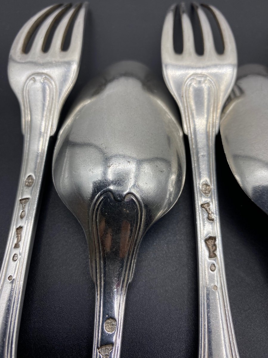 Small Series Of 4 Cutlery In Sterling Silver  Paris 1778-photo-1