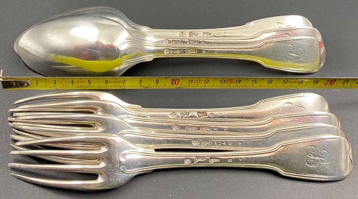 Small Series Of 4 Cutlery In Sterling Silver  Paris 1778-photo-2