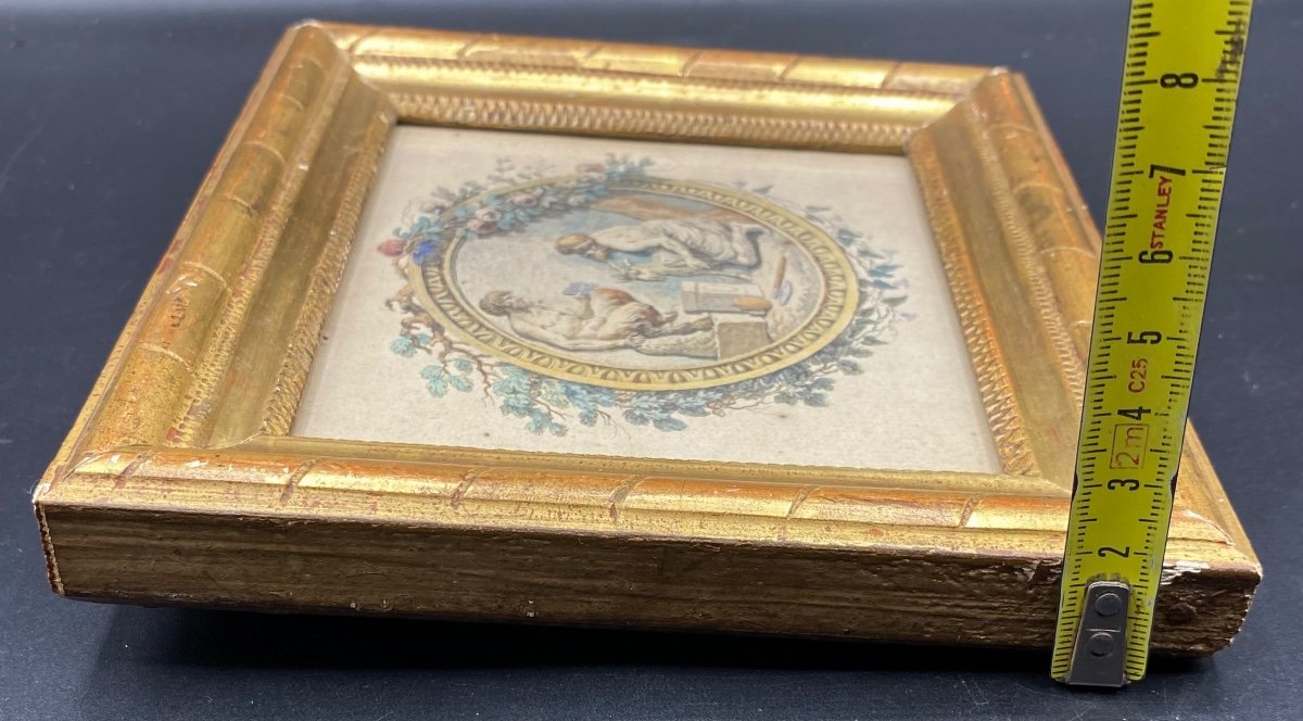 Small Watercolor Ink Drawing Late 18th Century-photo-4