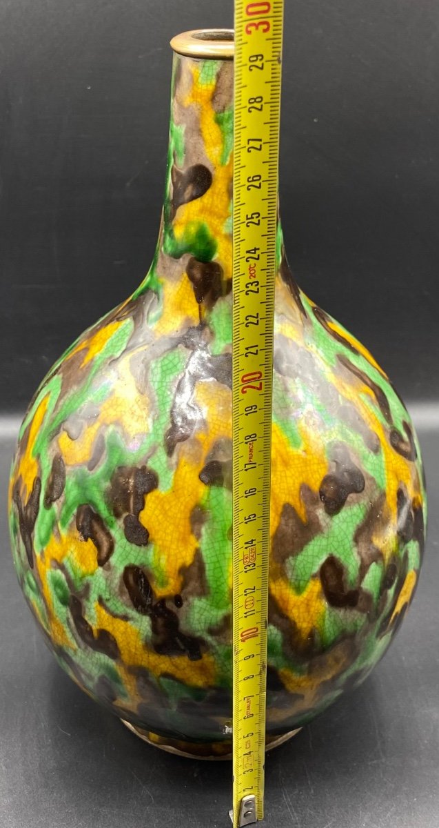 Vase En Terre Cuite émaillée Craquelée Et Rehausses D’émail à Couleurs Du Japon Fin XVIIIème -photo-5