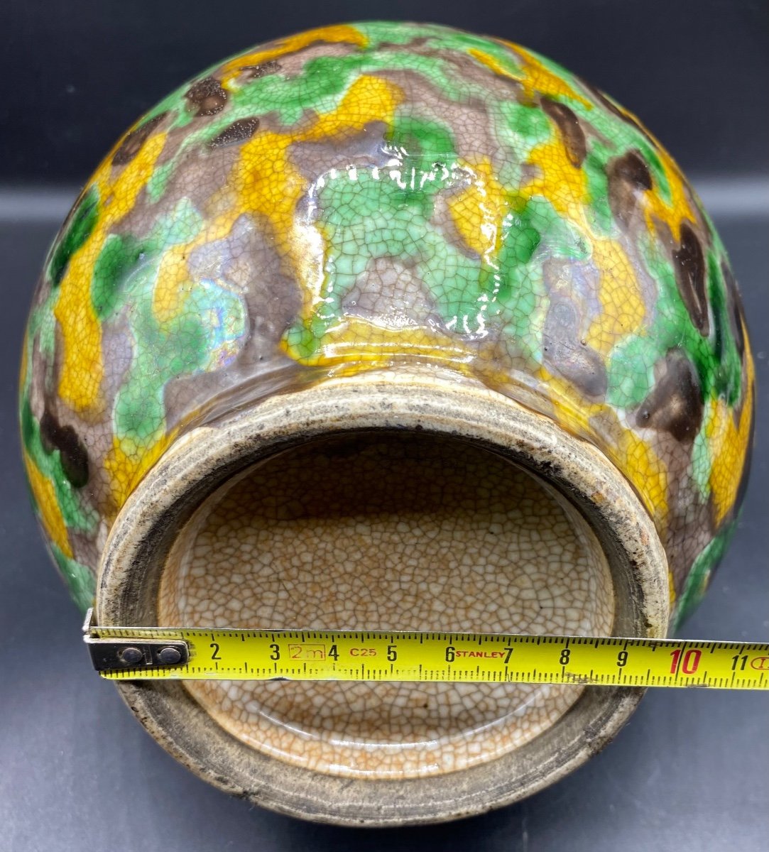 Vase En Terre Cuite émaillée Craquelée Et Rehausses D’émail à Couleurs Du Japon Fin XVIIIème -photo-7
