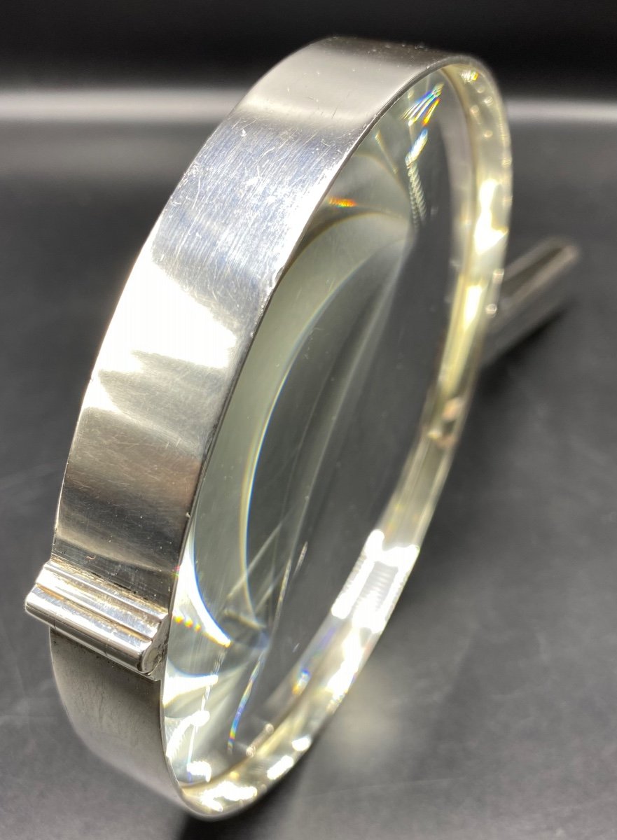 Large Desk Magnifying Glass In Sterling Silver English 1964/65 London-photo-3