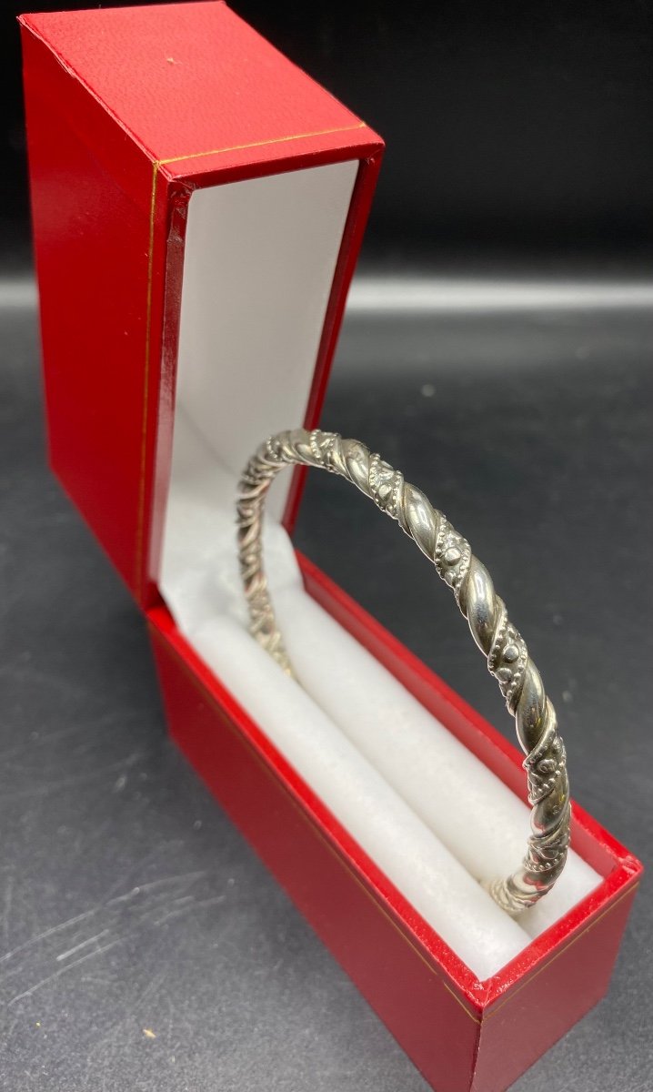 Closed Bangle Bracelet In Sterling Silver Circa 1960 European