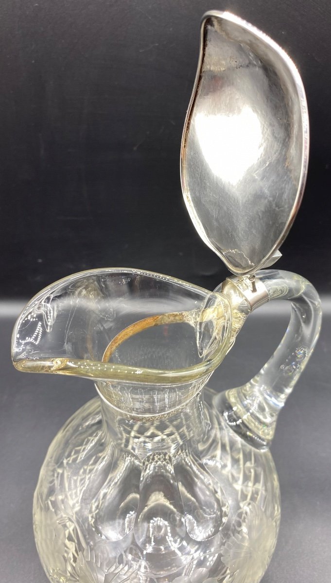 Aiguière En Cristal Soufflé Taillé Gravé Espagne Vers 1940-photo-1