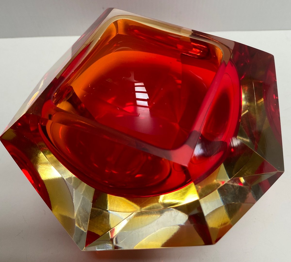 Empty Pocket In Blown Crystal With Multiple Layers By Flavio Poli - Murano Circa 1960-photo-2
