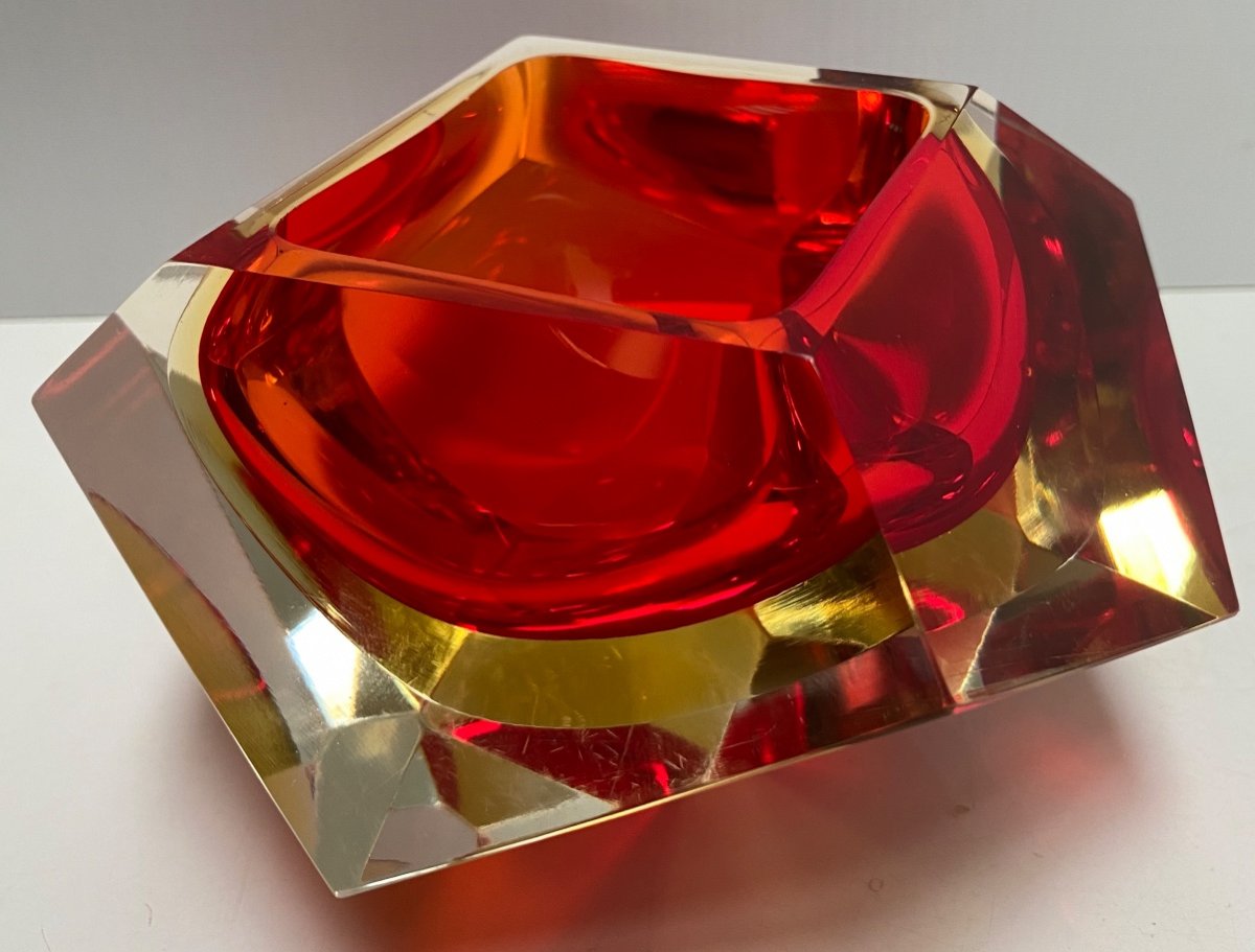 Empty Pocket In Blown Crystal With Multiple Layers By Flavio Poli - Murano Circa 1960-photo-3