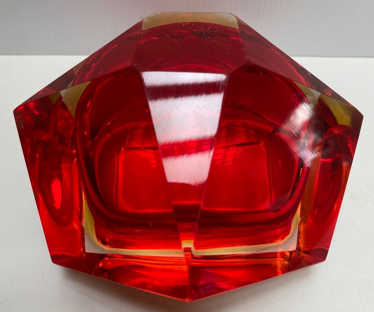 Empty Pocket In Blown Crystal With Multiple Layers By Flavio Poli - Murano Circa 1960-photo-4