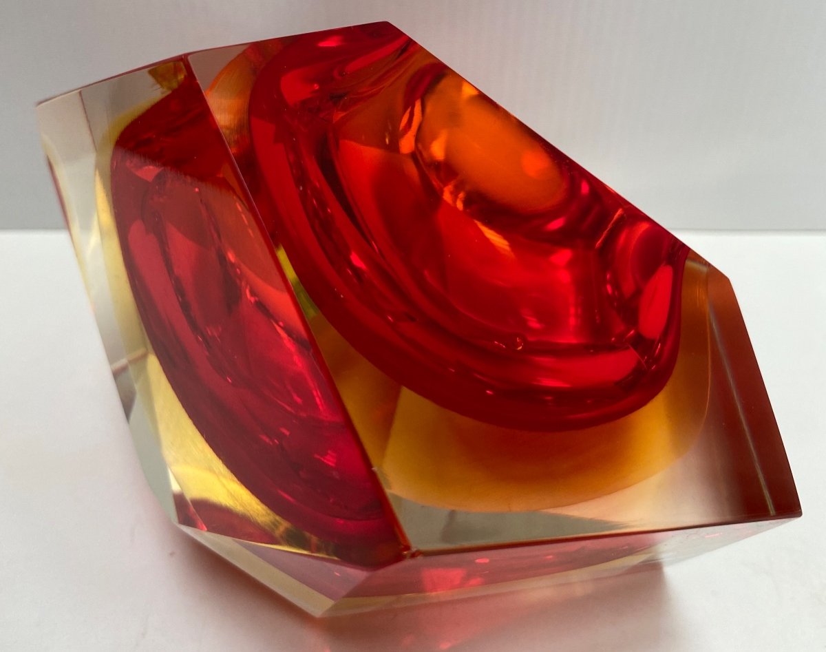 Empty Pocket In Blown Crystal With Multiple Layers By Flavio Poli - Murano Circa 1960-photo-1