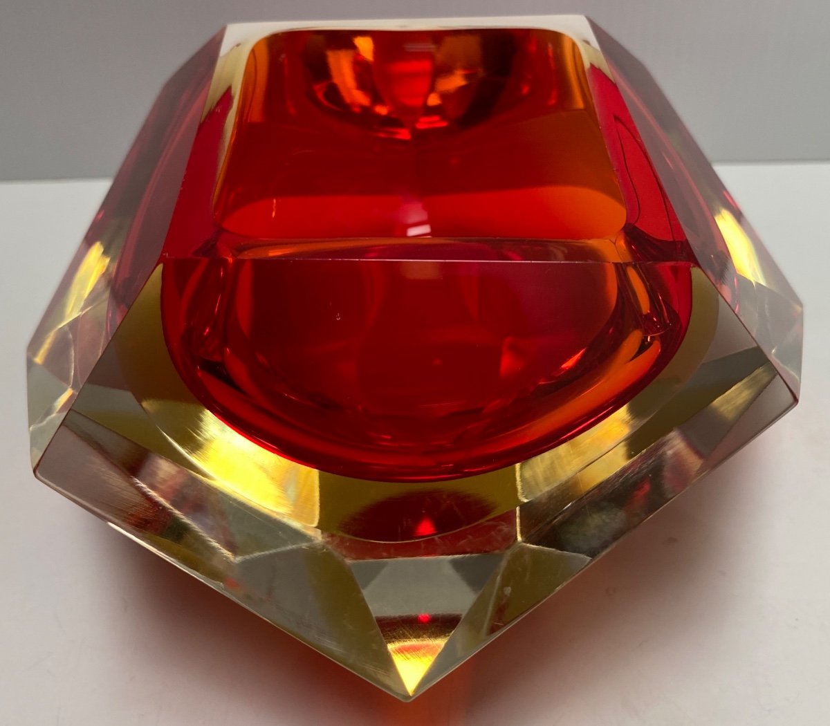Empty Pocket In Blown Crystal With Multiple Layers By Flavio Poli - Murano Circa 1960