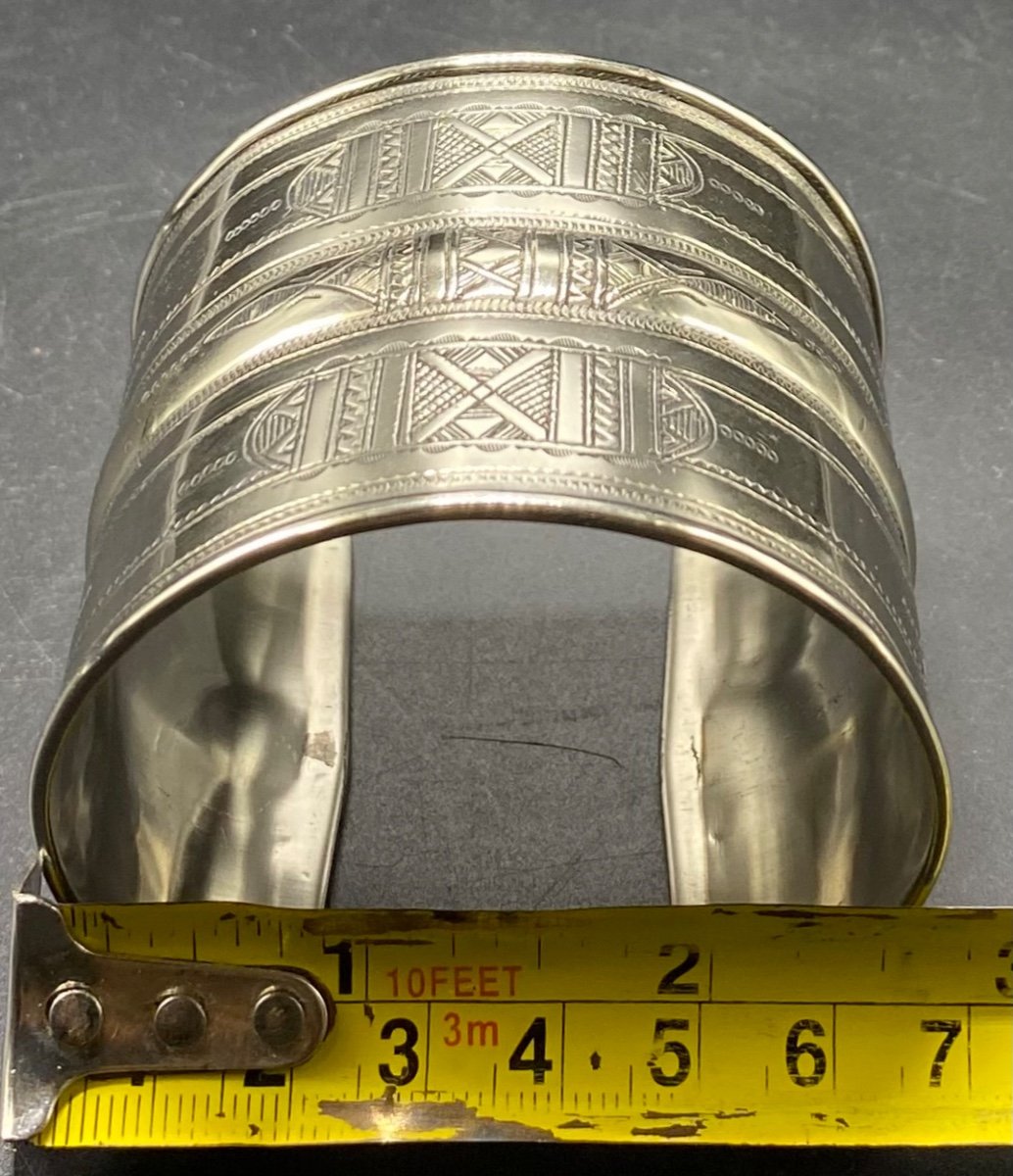 Bracelet Manchette En Argent Massif Thouareg Des Années 1980-photo-5