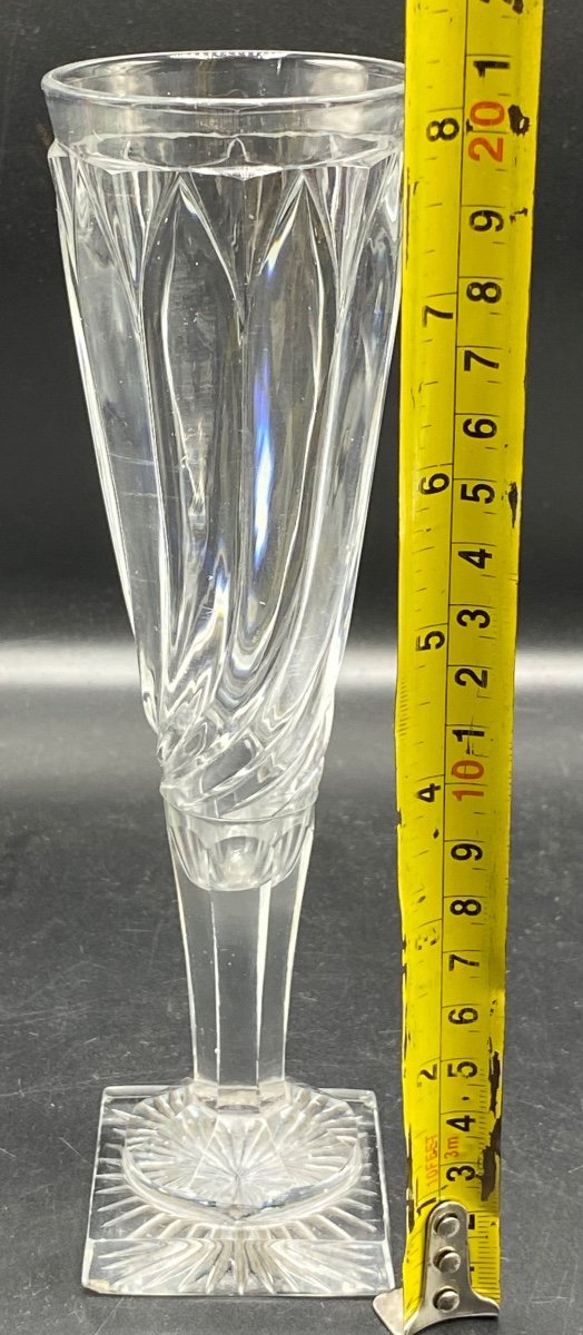 Champagne Flute In Crystal From Le Creusot Late 18th Century-photo-5