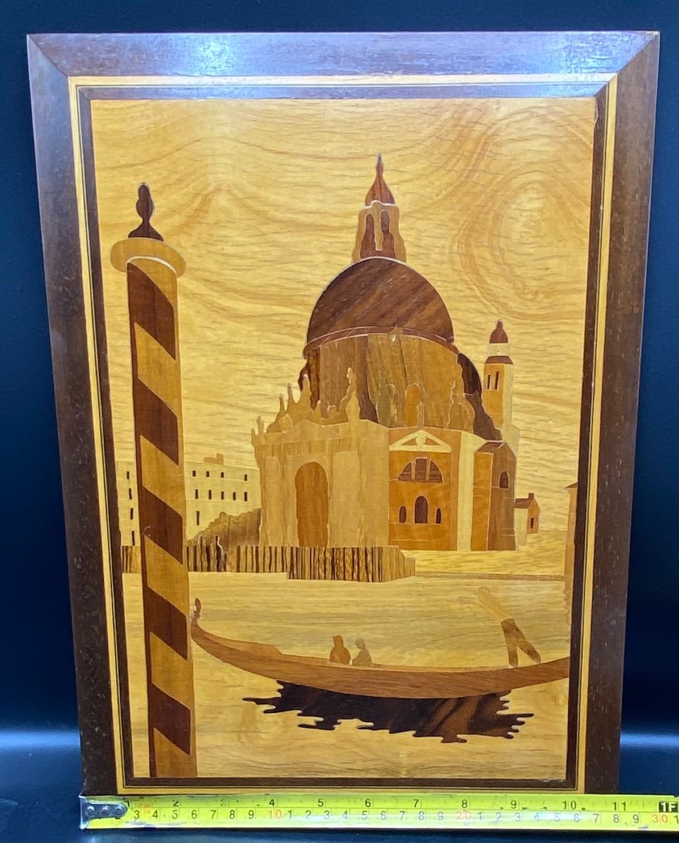 Venetian Precious Wood Marquetry Around 1930/40-photo-3