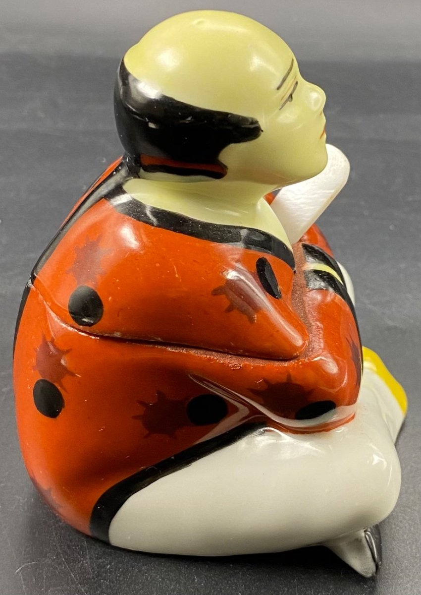 Moutardier En Porcelaine émaillée Peinte Boulogne Sur Mer Des Années 1930-photo-4