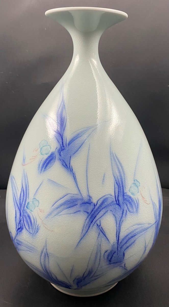 Art Nouveau Painted Enameled Porcelain Vase Circa 1900 Signed-photo-3