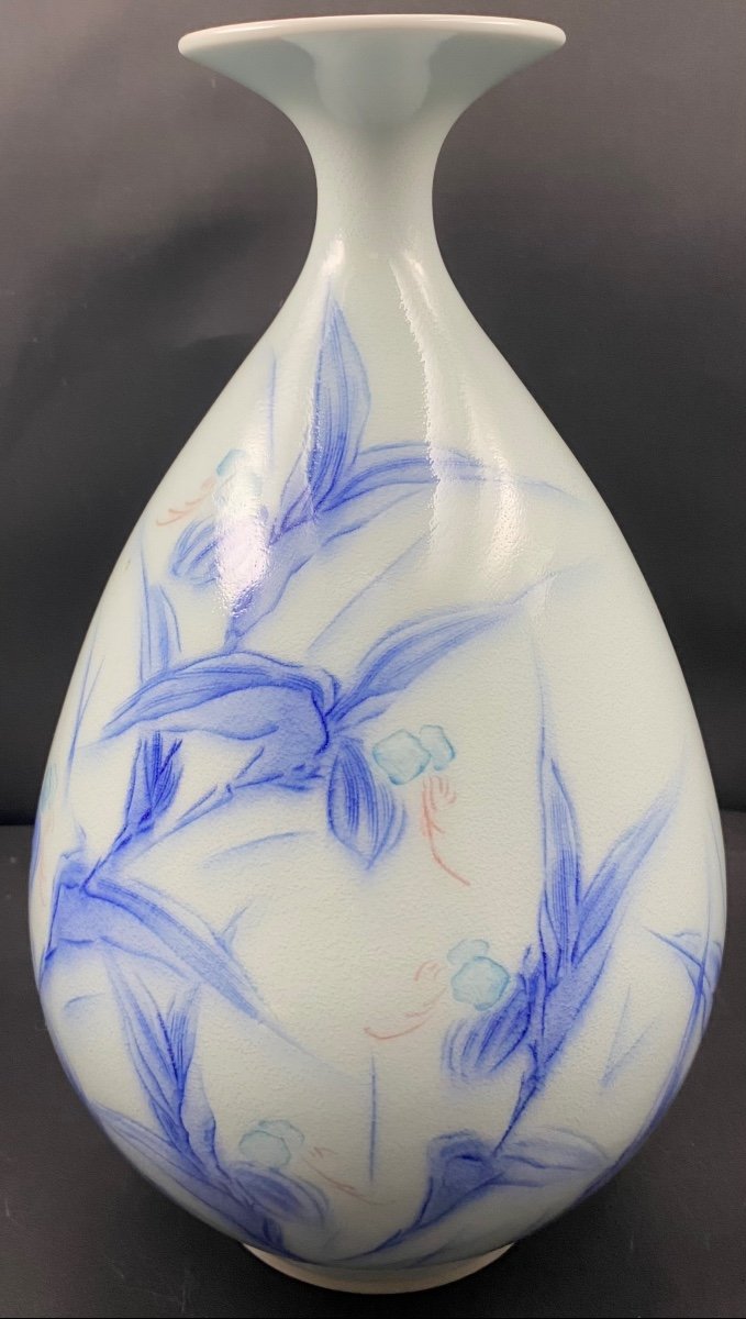 Art Nouveau Painted Enameled Porcelain Vase Circa 1900 Signed