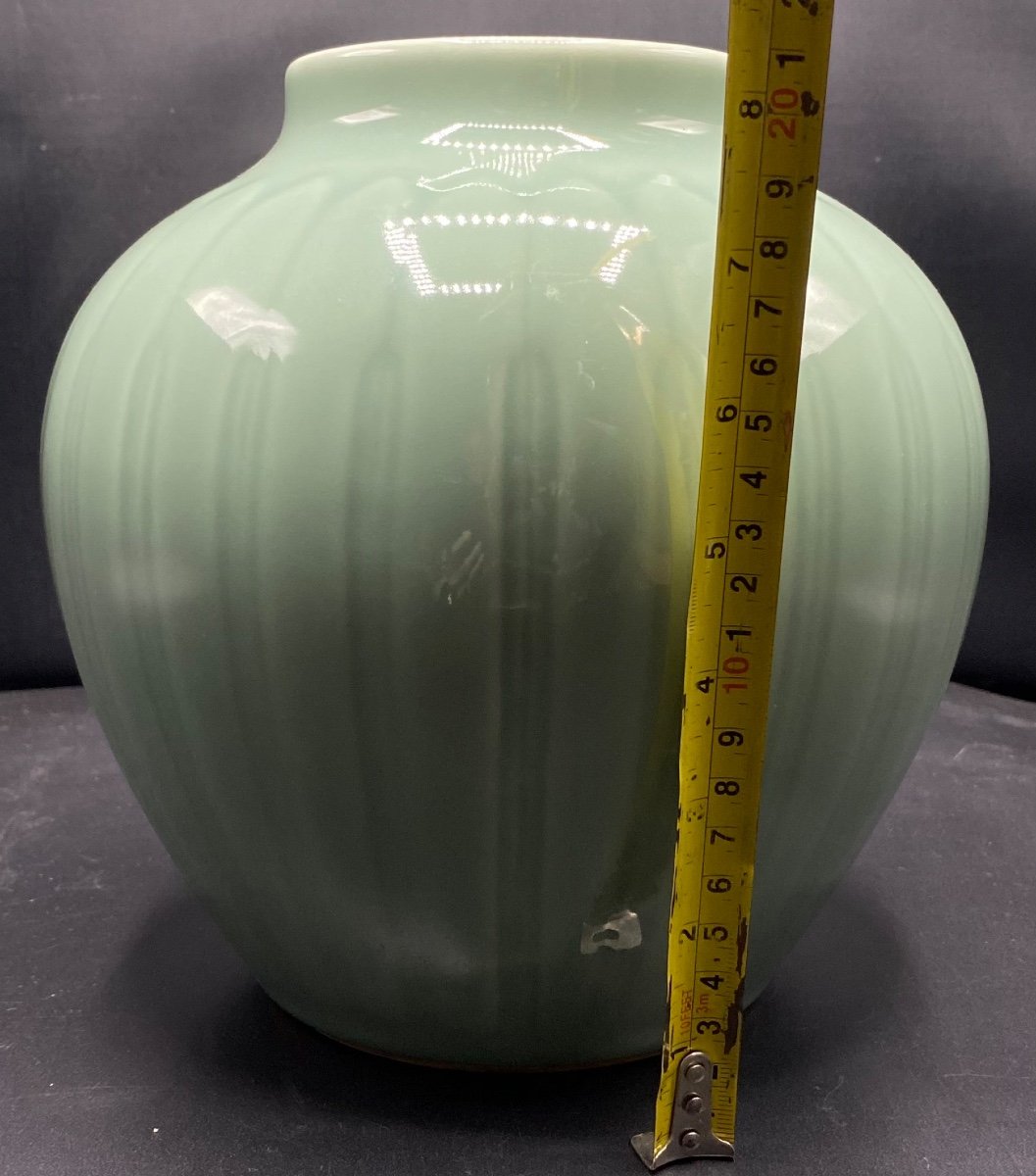 Vase En Porcelaine Émaillée Céladon, Japon Vers 1920-photo-4