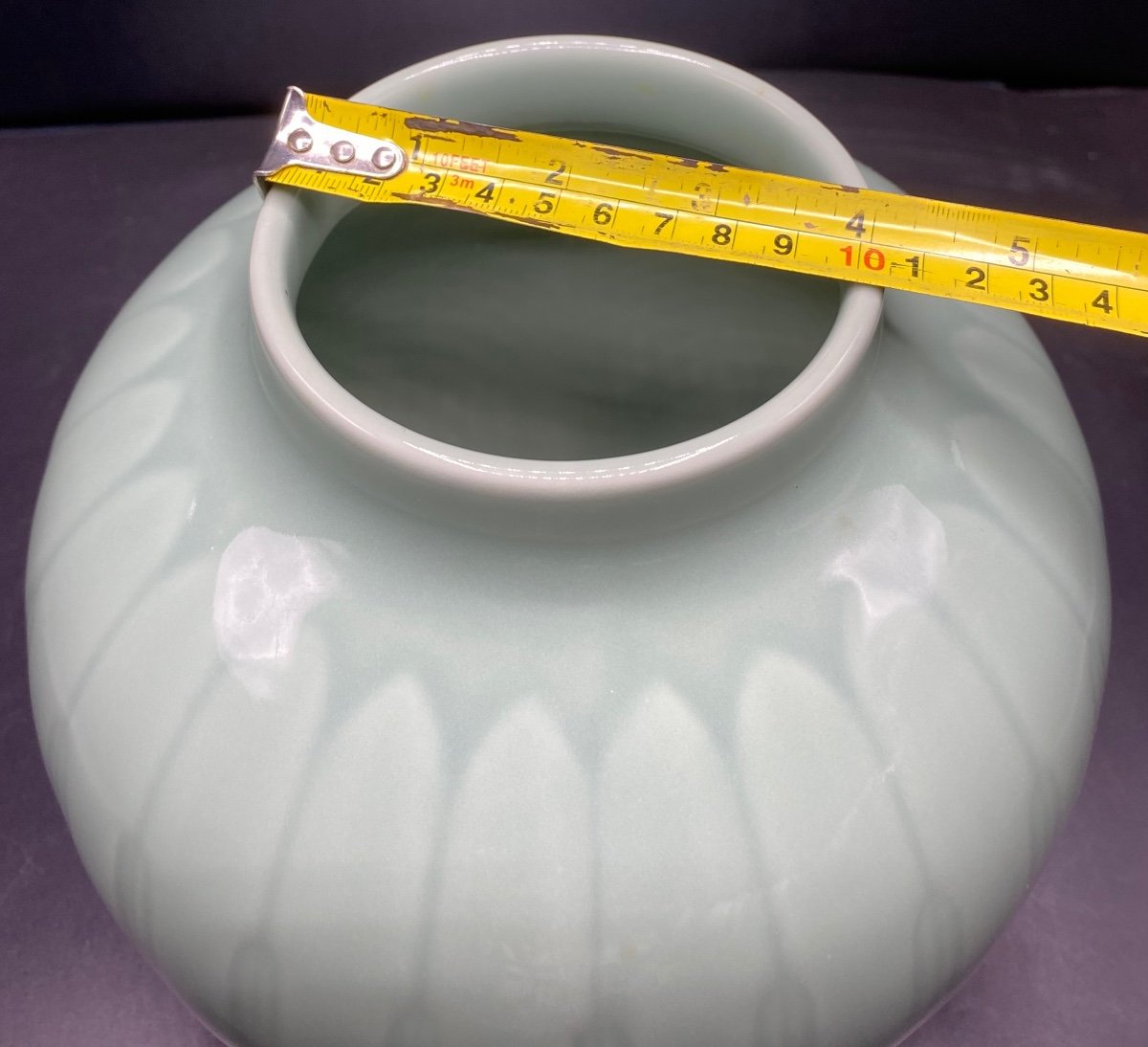 Vase En Porcelaine Émaillée Céladon, Japon Vers 1920-photo-6