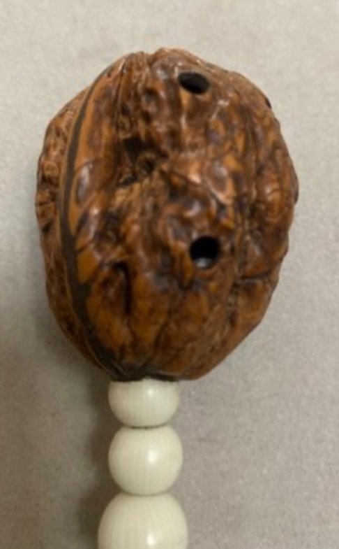 Baby Rattle In Bakelite And Pierced Walnut, France Circa 1930-photo-4