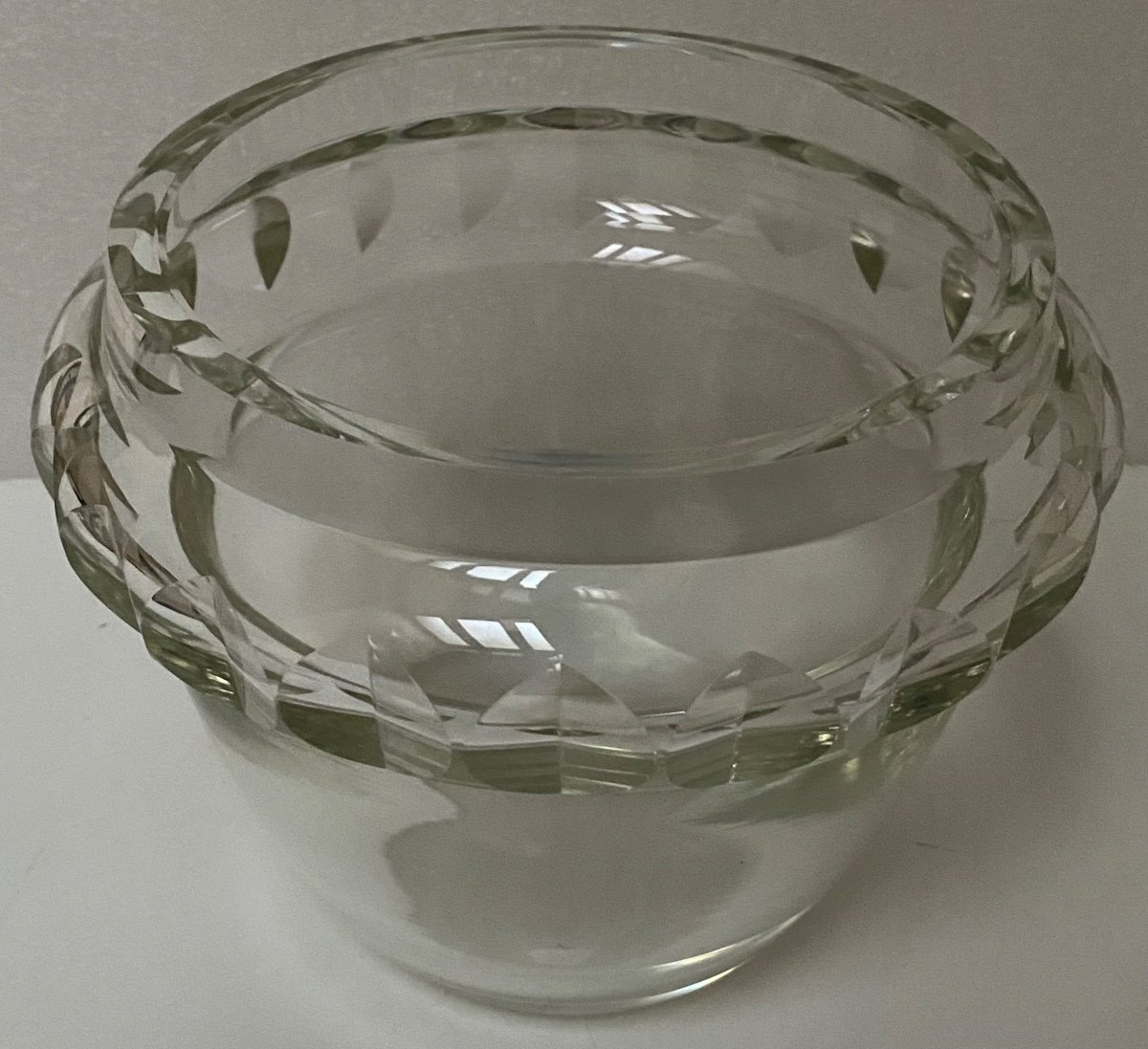 French Cut Blown Crystal Vase From The 1930s