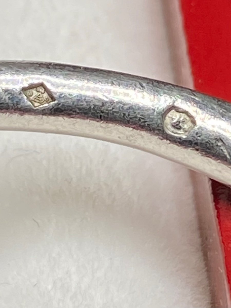Bracelet Jonc Ouvrant En Argent Massif Français Vers 1950/60-photo-1